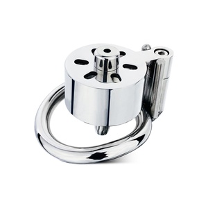 FRRK <b>Thick</b> Flat Metal Male Chastity Device with Catheter Penis Lock in Lust Hole Design Chastity Device Penis Cage Sex Toys - Product Image 1