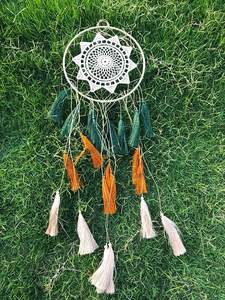 Yxcherokee — assemblage de cerceau métallique personnalisé, fait à la main, <span class=keywords><strong>macramé</strong></span> indien, capteur de rêves avec plumes, décor pour chambre d'enfant de bébés - Product Image 3