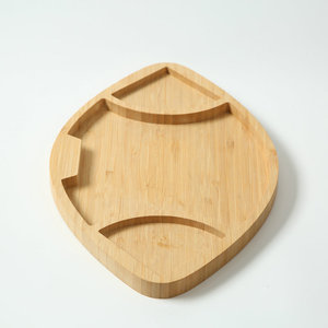 Assiette en bambou pour enfants, forme irrégulière, couleur unie, assiette de service pour la maison, pour les repas des enfants - Product Image 1