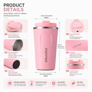 Custom logo 12oz 17oz Insulated Travel Coffee Mug Spill Proof Leak Proof Stainless Steel Reusable Coffee Tumbler <b>Cups</b> with Lid - Product Image 4
