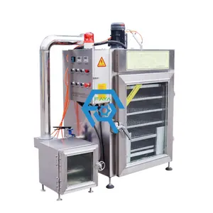 Horno Industrial para hornear carne ahumada, horno para fumar pescado, cubierta con dispositivo para fumar con carrito