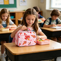 Sacs repas à motif de dessin animé Fille Fraise, nouveaux sacs bento portables roses pour étudiants, style européen et américain