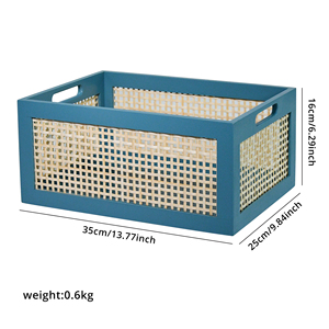 Sang Trọng Tinh Tế Công Suất Lớn Gỗ Thông Lưu Trữ Hộp, Khung Gỗ Mây Lưu Trữ Giỏ, Đồ Lặt Vặt Lưu Trữ Hộp Với Tay Cầm Tròn - Product Image 2