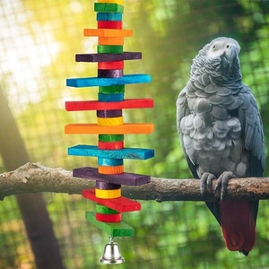 Juguete para Pájaros de Madera Multicolor Vibrante con Campana, Juguete de Madera Natural Ecológico y Seguro para la Dentición de Conures, Loros Amazonas y Cacatúas - Product Image 1