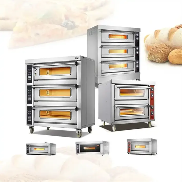professional bakery use industrial rotary oven for baking french bread