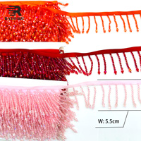 Gland de dentelle à pampilles en strass de haute qualité, 5,5 cm, 30 couleurs, avec perles de cristal, pour la décoration de robes