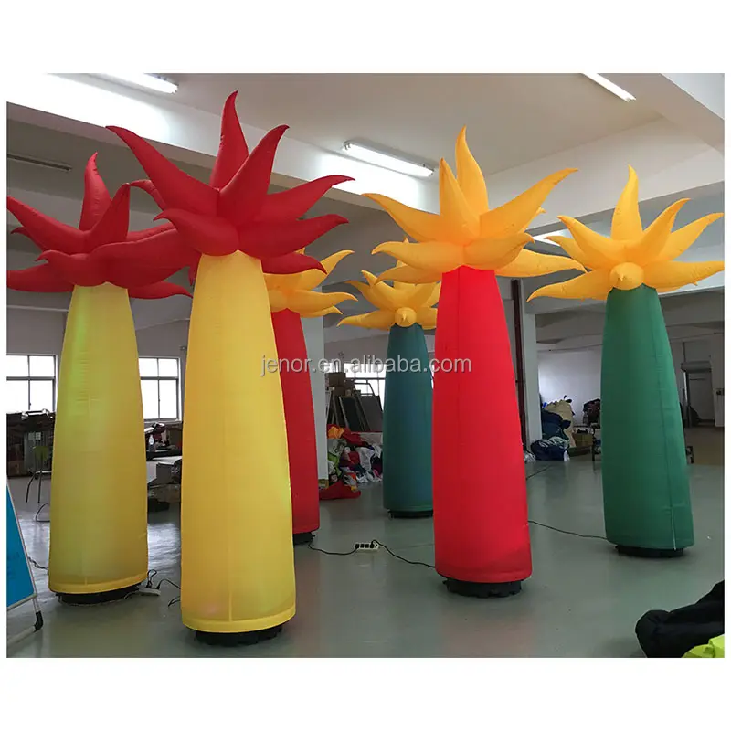 Palmera inflable Pillar con luz LED colorida para decoración de fiesta