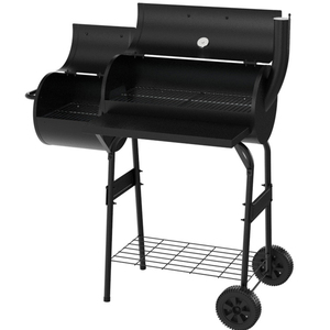 Parrilla Ahumadora de Carbón 2 en 1 con Caja de Fuego Lateral y Termómetro, Ahumador para Barbacoa al Aire Libre para Jardín - Product Image 6