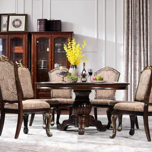 Ensemble table à manger et chaises rondes, meubles de maison classiques de luxe pour restaurants en bois, ensemble table à manger pour la salle à manger