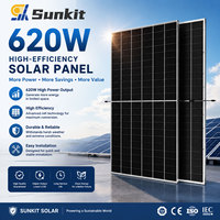 Panneau solaire SUNKIT 620W monocristallin N-Type Top-con demi-cellule bifacial double vitrage TUV, efficacité 24%, mono 210*210mm IP68