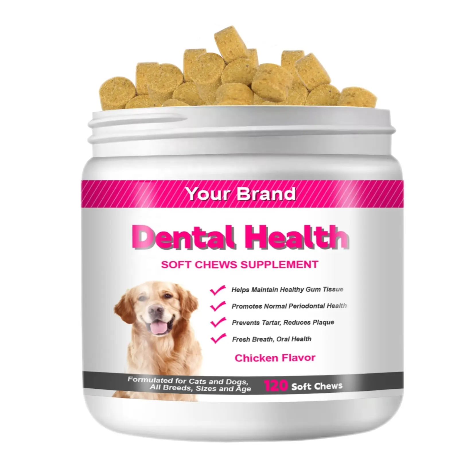 OEM ODMペットサプリメント犬のための歯科健康ソフトチュー猫はタルを防ぎ、プラークを減らします
