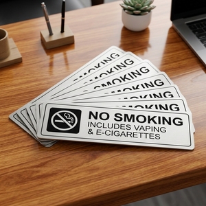 Individuell Graviertes Nichtraucher-Schild Vaping & <span class=keywords><strong>E</strong></span>-Zigaretten Warnschild Metallplakette für Innen- & Außenbereich - Product Image 1