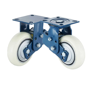 4 5 6 8 Polegada Heavy Duty Double Spring Shock Absorbing Casters Cozimento Azul Pintura Ferro Fundido PU Rodas Mola Carregada Rodízios - Product Image 6