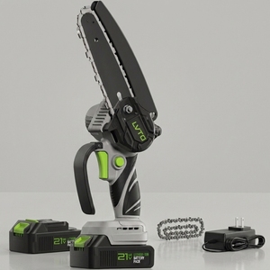 Mini tronçonneuse sans fil 21V de 6 pouces, moteur sans balais, utilisation à une main, alimentée par batterie avec verrou de sécurité et affichage LED de l'état de la batterie - Product Image 5