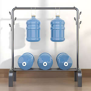 Porte-vêtements métallique à tringle unique avec crochets et étagère inférieure, grande capacité, pour séchage de vêtements et manteaux, idéal pour chambre et balcon - Vente en gros - Product Image 2