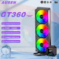 Refroidisseur d'eau pour processeur intelligent tout-en-un GT360 avec écran numérique, ventilateur ARGB, contrôle de la vitesse PWM pour boîtiers d'ordinateur
