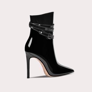 Nouvelles <span class=keywords><strong>bottines</strong></span> noires pour femmes avec sangle à boucle, talons aiguilles, style punk chic, petite taille - Product Image 2