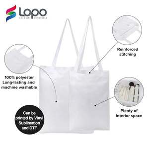 Listo para enviar Stock Precio al por mayor RTS Premium White <span class=keywords><strong>Economy</strong></span> Fashion Women Large Size Sublimation Ladies Tote Bag - Product Image 2