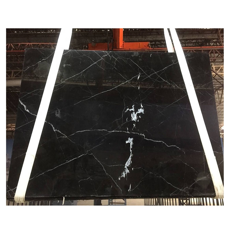 BOTON STONE Wholesale Price Polished Black Kitchen Countertops Nero Marquina Marble Floor Slabs