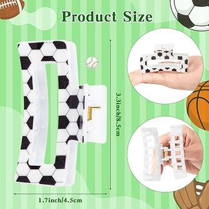 Nouvelles pinces à cheveux sportives antidérapantes en forme de ballon (football, basketball, soccer, baseball) pour fêtes et cadeaux d'anniversaire - Product Image 2