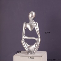 Décoration de Silence de Petits Hommes Dorés Italiens Garder Silencieux Homme Or Décor Mini Art Abstrait Statue en Résine Le Penseur Sculpture