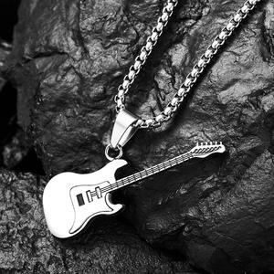ギターシェイプヴィンテージネックレスステンレススチールジュエリーゴールドネックレスドバイデザインネックレス男性用 - Product Image 1