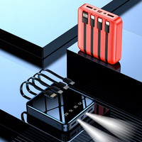HUGEEL Power Bank 10000mAh Terlaris, Power Bank Portabel dengan 4 Kabel dan Lampu LED untuk Pengisian Daya Cepat Mini
