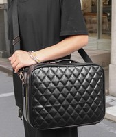 Trousse de Maquillage Étanche en PU avec Fermeture Éclair, Grande Capacité, Miroir LED, Portable, Écologique, pour Voyage