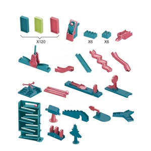 Juego de bloques de construcción de dominó para niños, juguete de construcción de bloques de dominó de bolas rodantes, de mármol, 120 piezas - Product Image 4