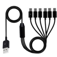Cable de carga USB 6 en 1 con 6 Interfaces tipo C Cable de datos de blindaje trenzado de PVC para teléfonos móviles Ordenadores Cámaras Auriculares