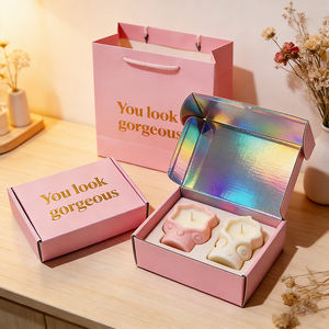 Caja de Cartón Corrugado Rosa Plegable Personalizada, Caja de Embalaje para Regalos de Cosméticos y Cuidado de la Piel - Product Image 4