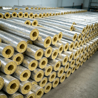 Isolation de tuyauterie en laine de verre sur mesure, longueur 1m, densité 64kg/m³, avec feuille d'aluminium pour projets CVC et conduites industrielles