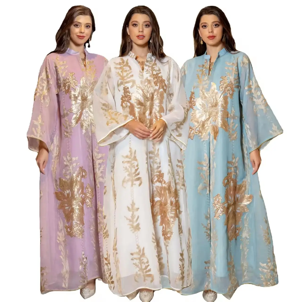 Vestido bordado Eid muçulmano jacquard moda Ramadã Kaftan árabe luxuoso Abaya Dubai lantejoulas vestidos de festa de noite para mulheres