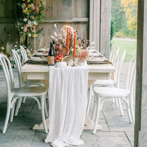 Haute qualité bohème blanc étamine chemin de Table Thanksgiving coton lin décoratif tissé impression pour la maison ou le mariage - Product Image 3
