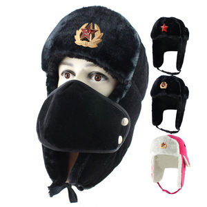Mujeres Hombres Gorros cálidos Espesar <span class=keywords><strong>Ushanka</strong></span> Ciclismo Orejeras Sombrero ruso Invierno al aire libre Insignia soviética Trooper Sombreros Sombrero Proveedor - Product Image 1