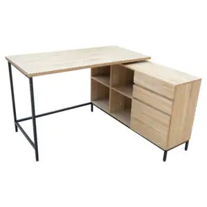 Hot Selling Wooden Metal Office Furniture Maple color L shape Table Computer desk for office furniture