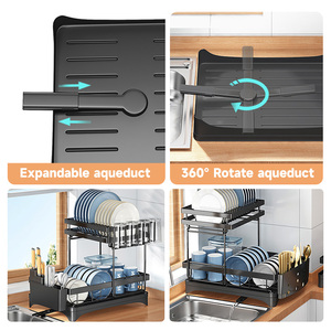 Giang Môn 2-Tier bếp thường vụ kim loại món ăn & tấm khô giá nước lọc Bát tổ chức chủ sở hữu cho nhà bếp truy cập - Product Image 4