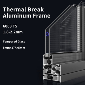 تصميم ثلاثي مصنفر على الطراز الفرنسي من يوكو ، تصميم مزجج مزدوج للفنادق ، باب منزلق مع شواية - Product Image 4