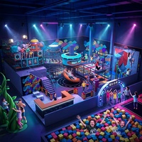 Équipement de terrain de jeu intérieur personnalisé sur le thème Star World, structure multi-niveaux, toboggan en spirale, fosse de mousse, trampoline, mur d'escalade |   Enfants FEC