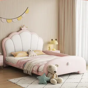 Современные деревянные детские кровати дизайн розовая детская кровать для девочек с хранилищем кожаная детская полноразмерная кровать ракета