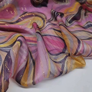 Phong Cách Cổ Điển Màu Sắc Đẹp In Ấn Thiết Kế Chất Lượng Hàng Đầu Cảm Giác Mềm Mại <span class=keywords><strong>Crepe</strong></span> Lụa Kim Loại Dòng Vải Cho Phụ Nữ Đẹp Ăn Mặc - Product Image 3