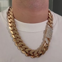 Chaîne cubaine Miami en or plaqué avec mosaïque de moissanite personnalisée, largeur 25 mm, chaîne en argent massif pour homme, collier chaîne cubaine, bijoux