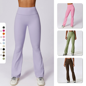 <span class=keywords><strong>Pantalon</strong></span> évasé européen et américain à sensation de nu Leggings de sport décontractés de danse plissés à <span class=keywords><strong>taille</strong></span> <span class=keywords><strong>haute</strong></span> - Product Image 2
