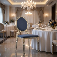 Chaises de banquet VIP en cuir noir et métal doré, empilables, pour événements, avec dossier rond, vente en gros