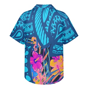 Bleu Hawaii t-shirts Fiesta Camisa été Hawaiana Algodon Para Hombre Chemise <span class=keywords><strong>Hawaienne</strong></span> Aloha plage hommes Tropical chemise décontractée - Product Image 5