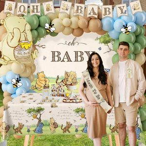 Decorazioni Classiche <span class=keywords><strong>Winnie</strong></span> <span class=keywords><strong>the</strong></span> <span class=keywords><strong>Pooh</strong></span> per Baby Shower, Arco di Palloncini Neutri, Striscione, Tovaglia, Cappello per Cupcake, per Bambino o Bambina - Product Image 5