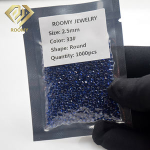 Хит продаж, Синий Круглый лабораторный сапфировый синтетический корундовый драгоценный камень 33 #34 # синий сапфир - Product Image 2