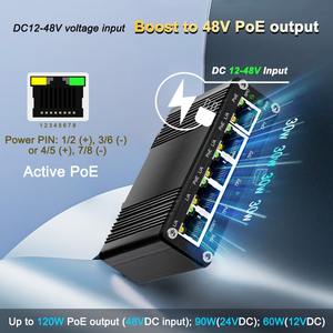 Switch Industriale PoE+ Gigabit a 4 Porte con 1 Uplink 120W 12-48VDC Gestione Web per Applicazioni di Rete in Ambienti Difficili - Product Image 2