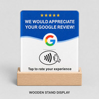Carte NFC Google Review, mini-étiquette étanche, idéale pour les réseaux sociaux, carte cinq étoiles TK INS, avec base en bois
