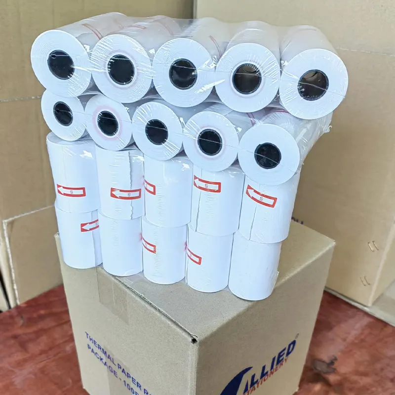 58Mm 57X30 Gulungan Kertas Tanpa Inti Faks Termal Kustom 80X80Mm 55gsm 36-In Sampai Gulungan Harga untuk Printer